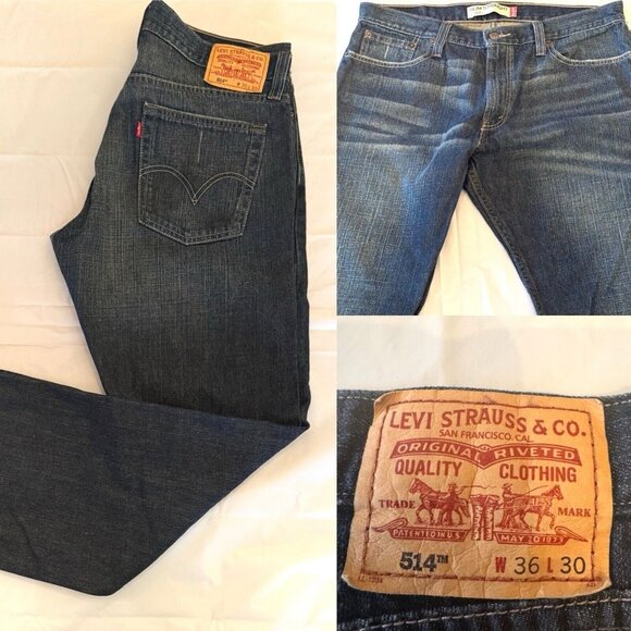 Levis 514 Jeans Mens Size 36X30Slim Fit Straight Leg Medium Blue Denim 36 30 - Picture 1 of 5